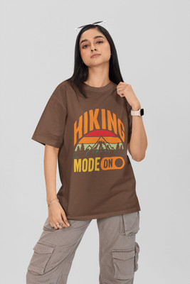 Stylewill Graphic Print Women Round Neck Brown T-Shirt