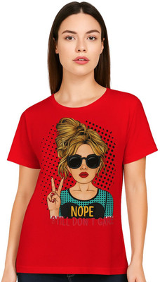 DGC Printed Women Round Neck Red T-Shirt