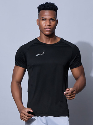 Sport Sun Printed Men Round Neck Black T-Shirt
