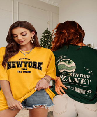 SILVANUS Printed Women Round Neck Multicolor T-Shirt