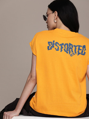 Roadster Typography Women Round Neck White T-Shirt