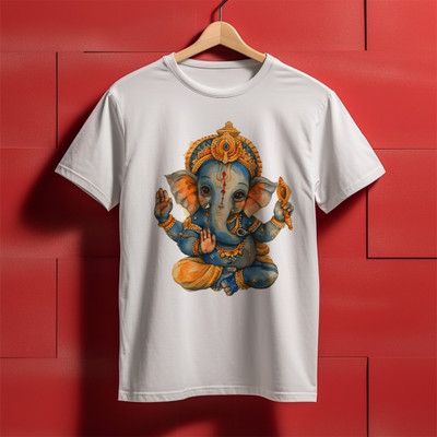 StreetWear Fashion Printed Men Round Neck White T-Shirt