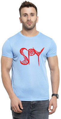 LV CARE Printed Men Round Neck Blue T-Shirt