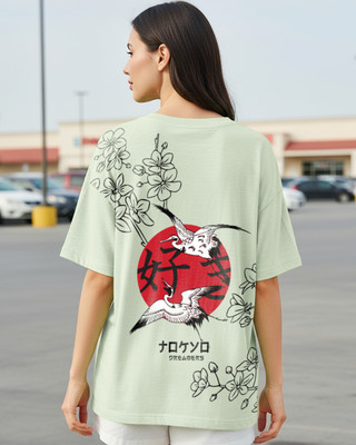 BEWAKOOF Printed Women Round Neck Green T-Shirt