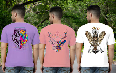 Parona Printed Men Round Neck Multicolor T-Shirt