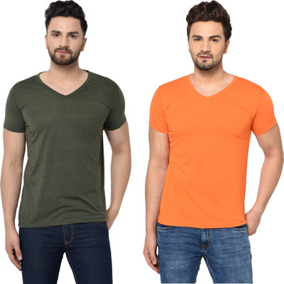Adorbs Trend Solid Men V Neck Multicolor T-Shirt