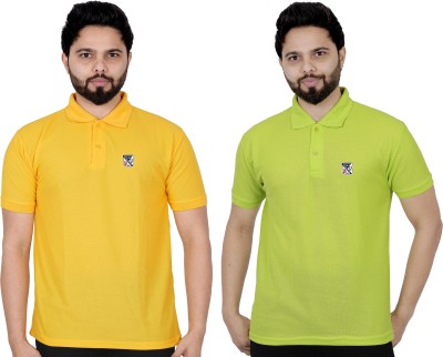 La Milano Solid Men Polo Neck Light Green, Yellow T-Shirt