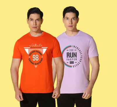 WOOSTRO Printed Men Round Neck Multicolor T-Shirt