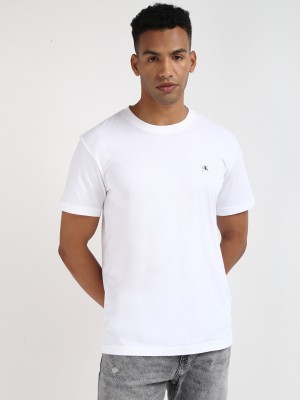 Calvin Klein Solid Men Round Neck White T-Shirt