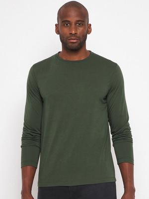 OrrganicChics Solid Men Round Neck Green T-Shirt