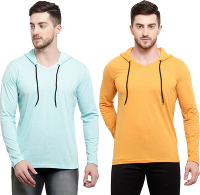 Adorbs Trend Solid Men Hooded Neck White T-Shirt