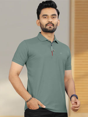 Triptee Solid Men Polo Neck Light Green T-Shirt