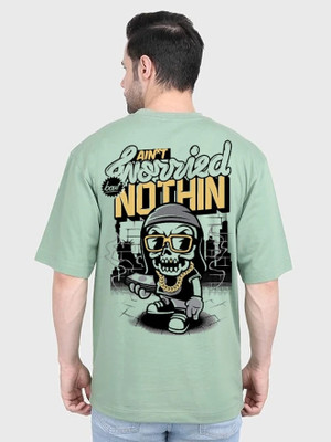 Clickwell Trend Printed, Typography Men Round Neck Light Green T-Shirt