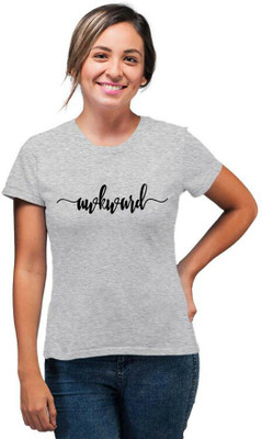 SmarTee Street Typography Women Round Neck Grey T-Shirt