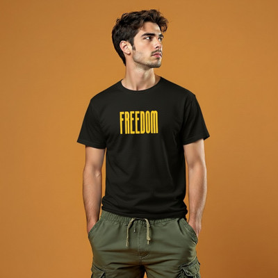 WAVEN Printed Couple Round Neck Black, Yellow T-Shirt