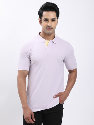 INDIAN TERRAIN Solid Men Polo Neck Purple T-Shirt