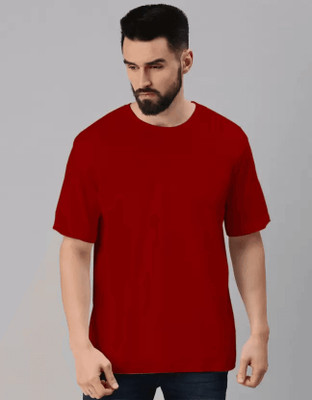 Tdoc Solid Men Round Neck Maroon T-Shirt