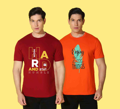 WOOSTRO Typography Men Round Neck Multicolor T-Shirt