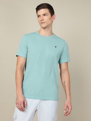 TECHNOSPORT Solid Men Round Neck Light Green T-Shirt