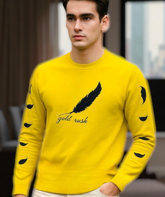 Boldrift Printed Men Round Neck Yellow T-Shirt