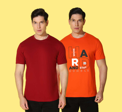 WOOSTRO Printed Men Round Neck Multicolor T-Shirt