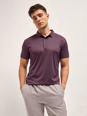 THE BEAR HOUSE Solid Men Polo Neck Purple T-Shirt