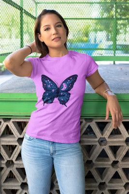 PD CLORI Graphic Print Women Round Neck Purple T-Shirt