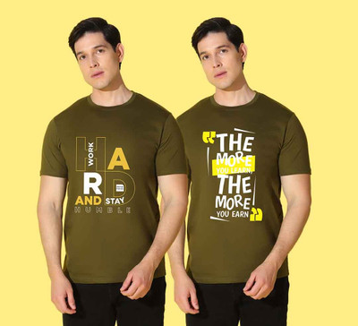 WOOSTRO Typography, Solid Men Round Neck Multicolor T-Shirt