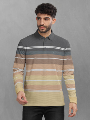 Bullmer Striped Men Polo Neck Multicolor T-Shirt
