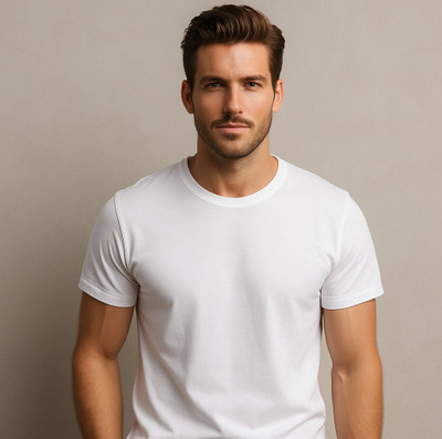 Attirea Printed Men Round Neck White T-Shirt