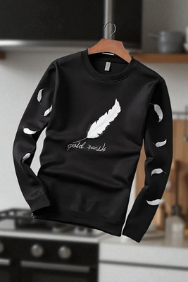 FASHIUM Printed Men Round Neck Black T-Shirt
