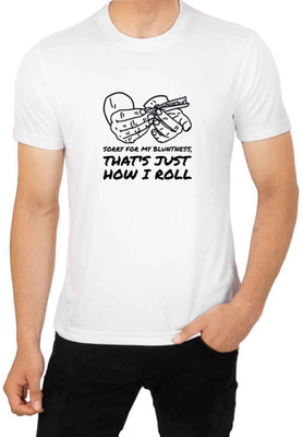 LV CARE Printed Men Round Neck White T-Shirt