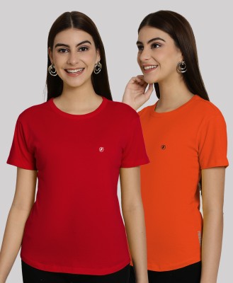 FRISKERS Solid Women Mandarin Collar Multicolor T-Shirt