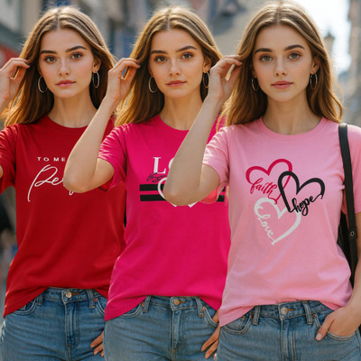 Fabflee Printed Women Round Neck Multicolor T-Shirt