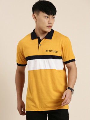 Broon Printed Men Polo Neck Beige T-Shirt