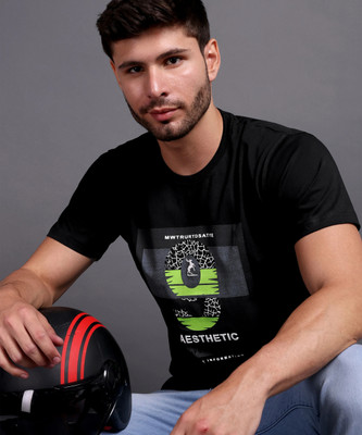 METRONAUT Printed Men Round Neck Black T-Shirt