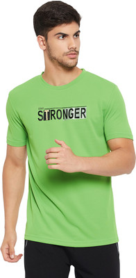 Perfkt-U Striped Men Round Neck Green T-Shirt