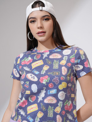 Tokyo Talkies Printed Women Round Neck Multicolor T-Shirt