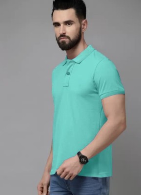 FREAKS Solid Men Polo Neck Green T-Shirt