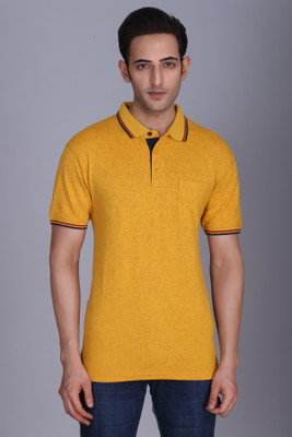 Harbor N Bay Printed Men Polo Neck Gold T-Shirt