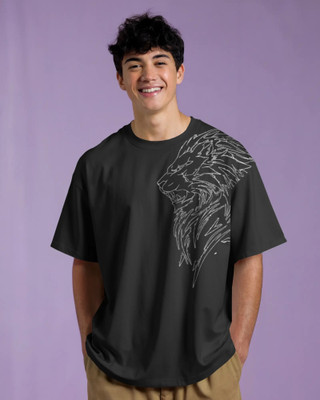 silver moon clothing Solid Men Round Neck Black T-Shirt