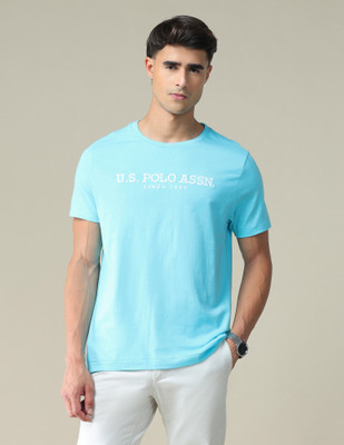 U.S. POLO ASSN. Printed Men Round Neck Blue T-Shirt