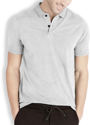 TRIPR Solid Men Polo Neck Grey T-Shirt
