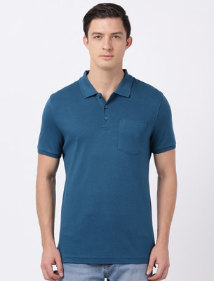 JOCKEY Solid Men Polo Neck Blue T-Shirt