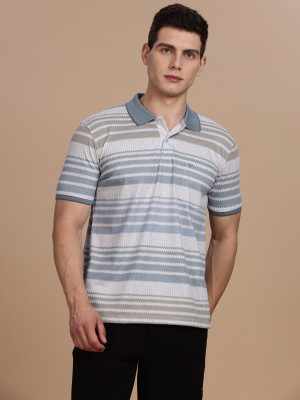 WEXFORD Striped Men Polo Neck Purple T-Shirt
