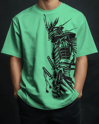 silver moon clothing Printed Men Round Neck Light Green T-Shirt