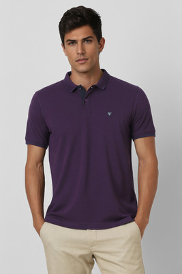 VAN HEUSEN SPORT Self Design Men Polo Neck Purple T-Shirt