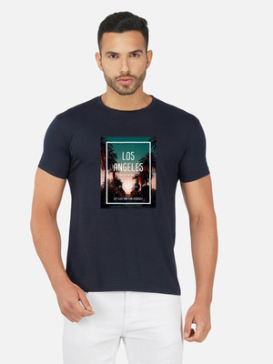 Moda Rapido Printed Men Round Neck Navy Blue T-Shirt