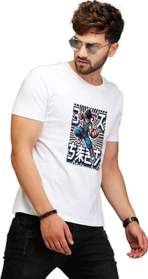 Binayak Printed Men Round Neck White T-Shirt