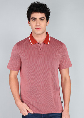Ted Baker Self Design Men Polo Neck Red T-Shirt